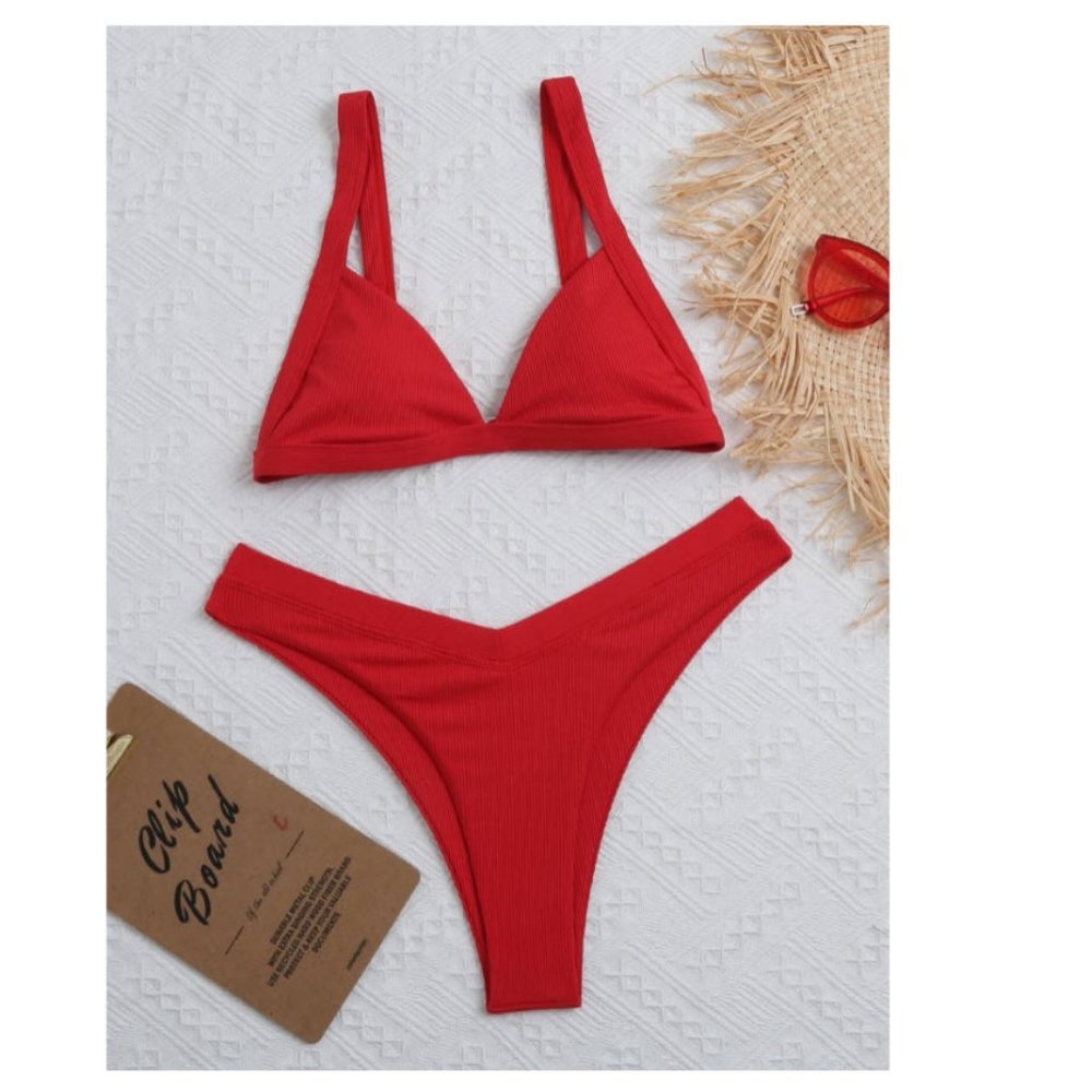 High cut 2 piece triangle red bikini **NWOT, Never Worn!**